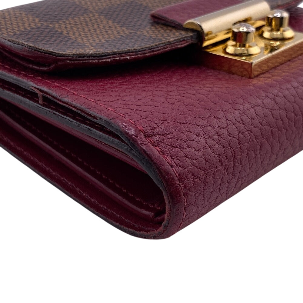 LOUIS VUITTON Tri-fold wallet M60216 leather Red Damier Portefeuille Croisette Compact