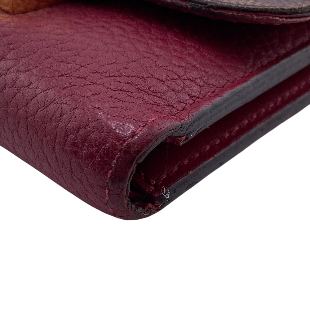 LOUIS VUITTON Tri-fold wallet M60216 leather Red Damier Portefeuille Croisette Compact