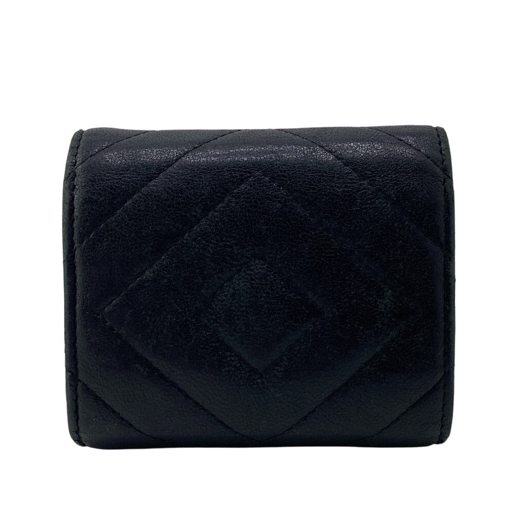CHANEL Tri-fold wallet A82723 leather black 2.55 Matelasse Vstitch Chevron