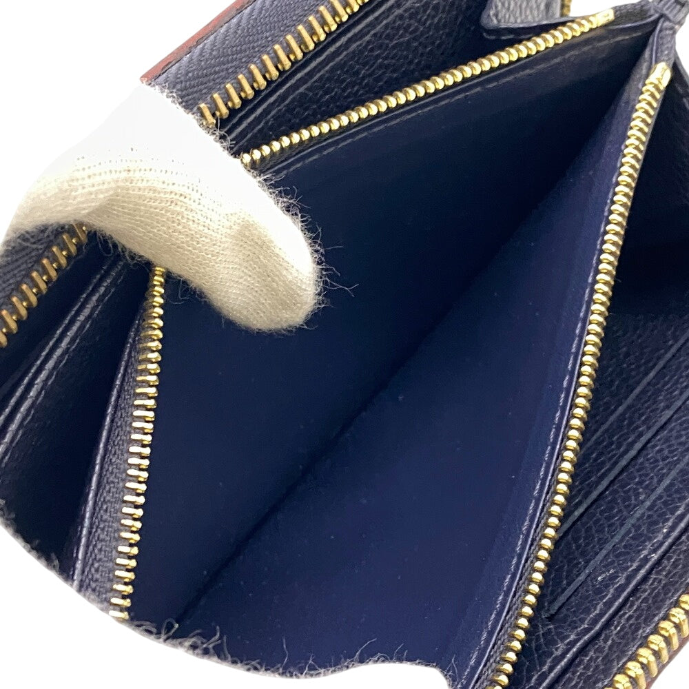 LOUIS VUITTON Long Wallet Purse M62121 leather Navy Monogram Ann Platt Zippy wallet