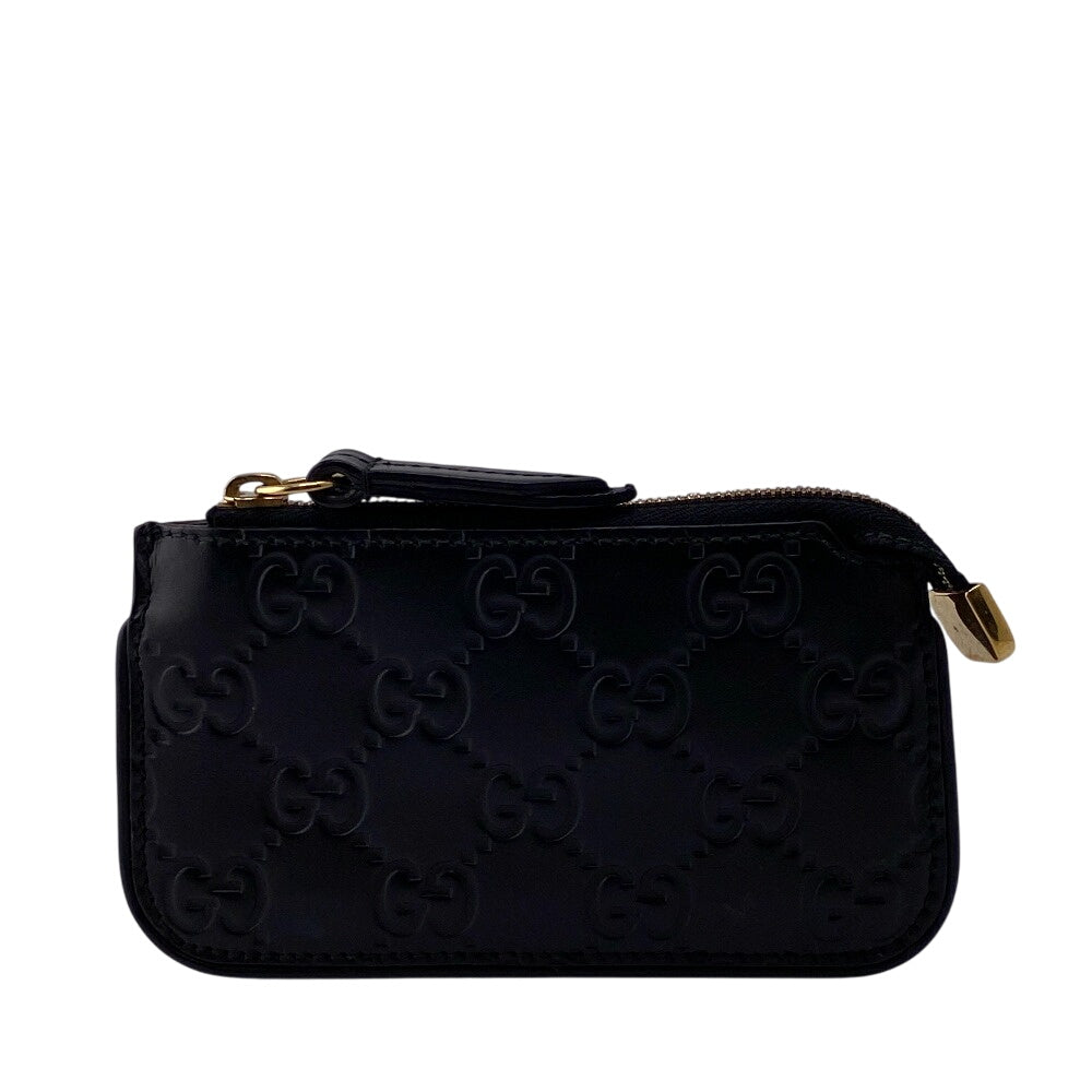 GUCCI Coin case 447964 leather black GG Shima