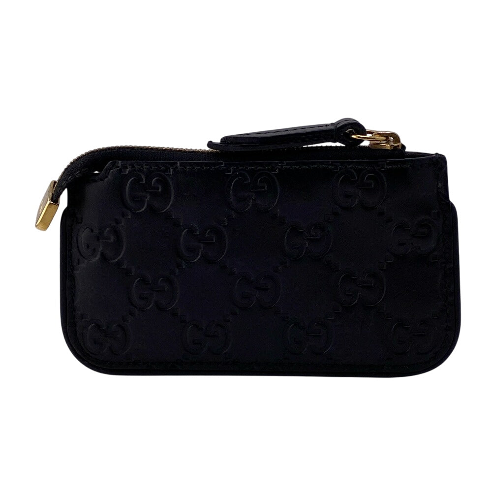 GUCCI Coin case 447964 leather black GG Shima