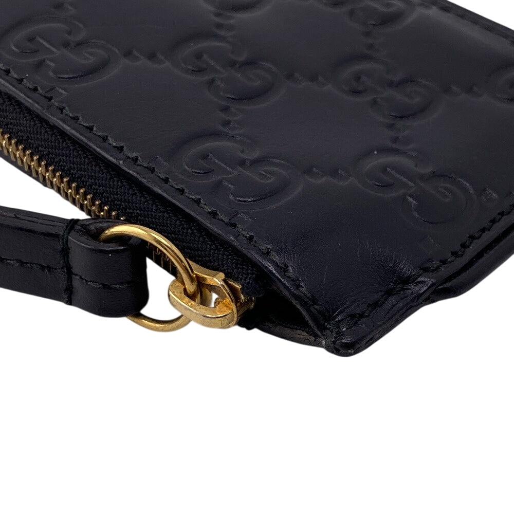 GUCCI Coin case 447964 leather black GG Shima