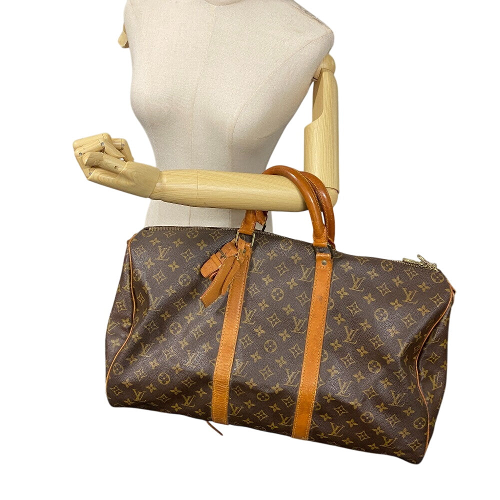 LOUIS VUITTON Boston Duffel bag Monogram, Tanned Leather Brown Monogram Keepall bandouliere50
