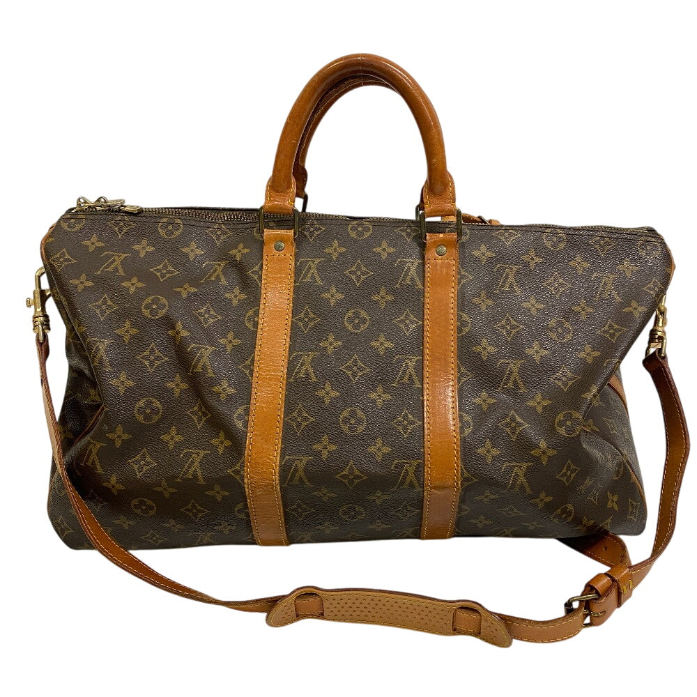LOUIS VUITTON Boston Duffel bag Monogram, Tanned Leather Brown Monogram Keepall bandouliere50