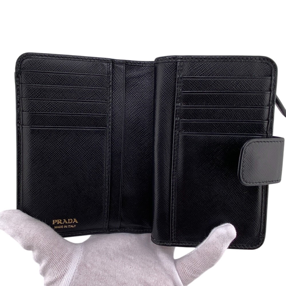 PRADA Bifold Wallet leather black Safiano