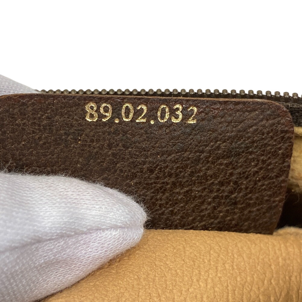 GUCCI Shoulder Bag 89 02 032 PVC coated canvas Brown Sherry GG