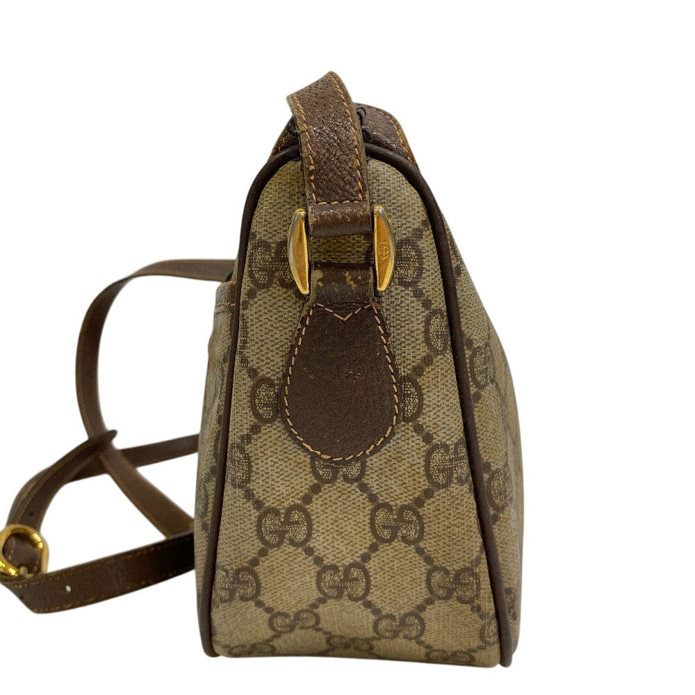 GUCCI Shoulder Bag 89 02 032 PVC coated canvas Brown Sherry GG