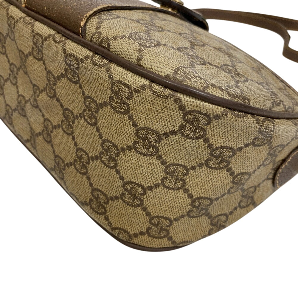 GUCCI Shoulder Bag 89 02 032 PVC coated canvas Brown Sherry GG