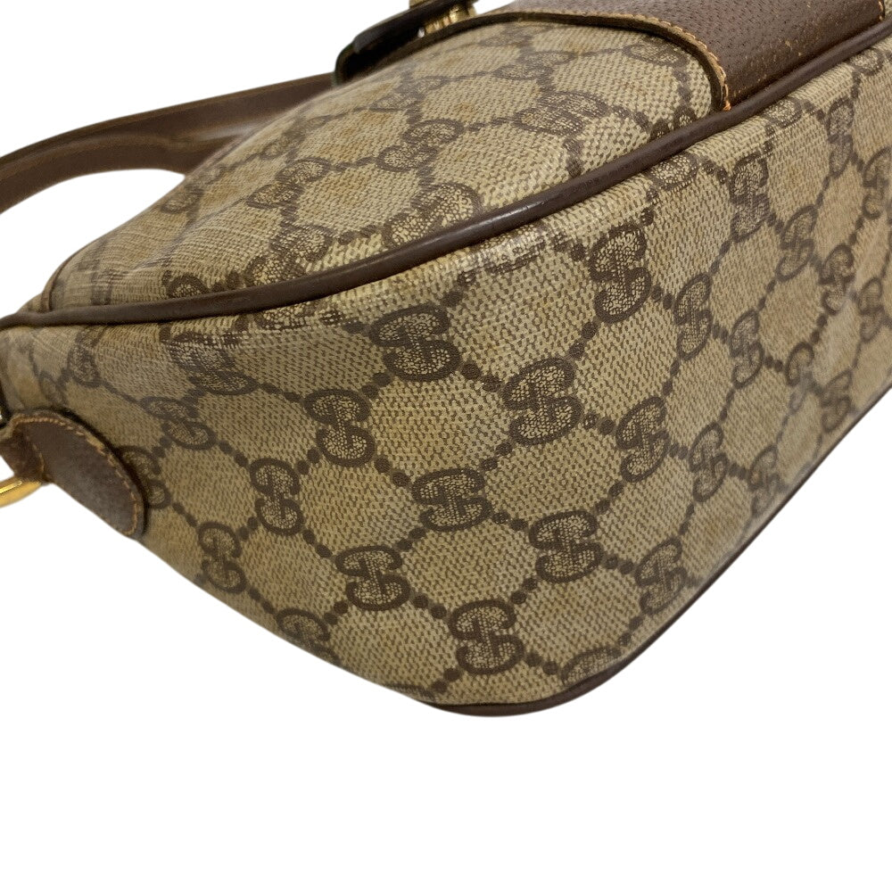 GUCCI Shoulder Bag 89 02 032 PVC coated canvas Brown Sherry GG