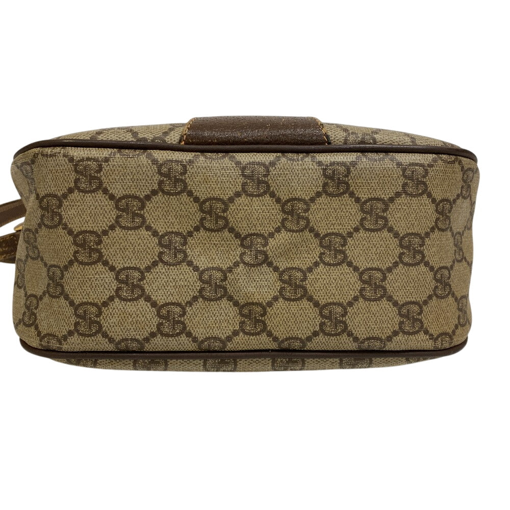 GUCCI Shoulder Bag 89 02 032 PVC coated canvas Brown Sherry GG