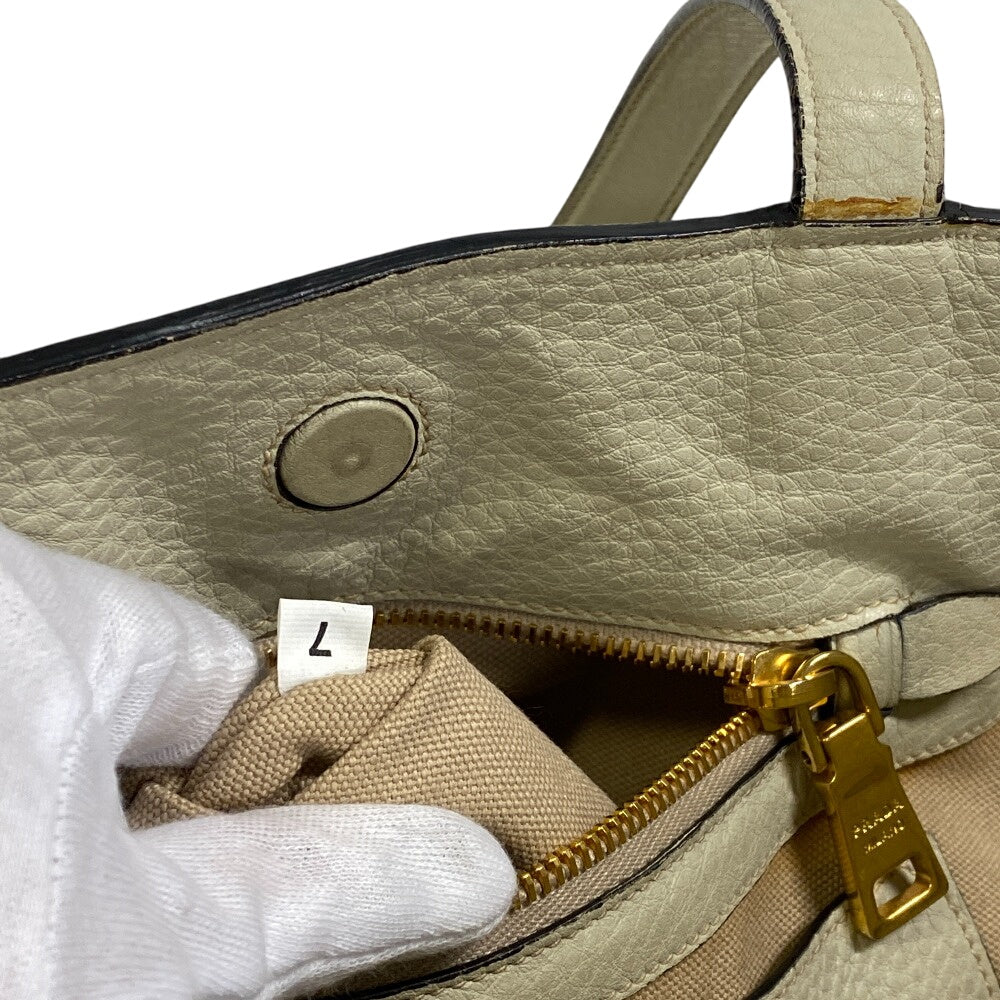 PRADA Tote Bag BR5092 Calfskin white Vitello Dyno