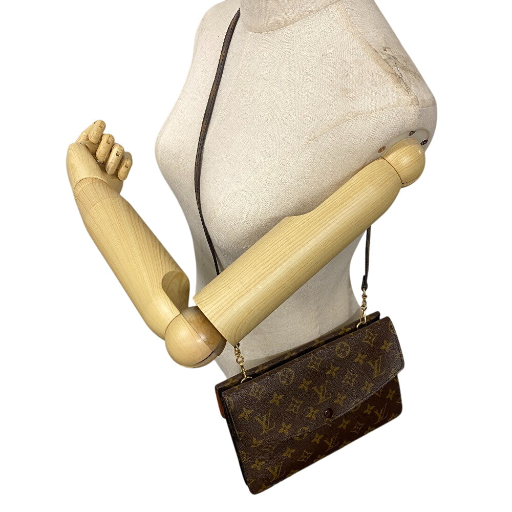 LOUIS VUITTON Shoulder Bag M51815 leather Brown Monogram Double mule
