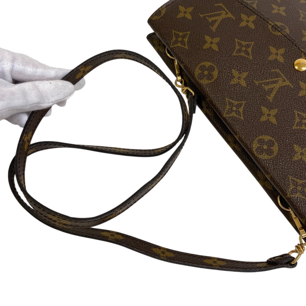 LOUIS VUITTON Shoulder Bag M51815 leather Brown Monogram Double mule