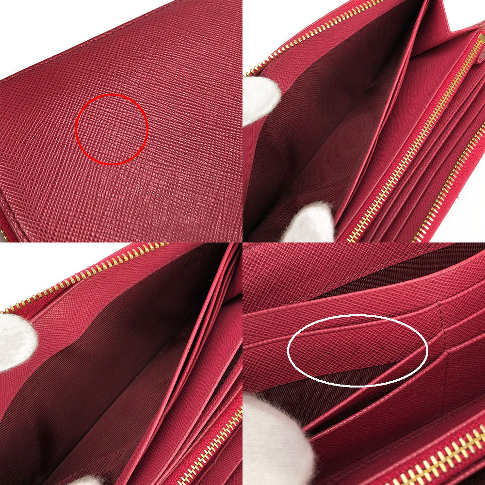 PRADA Long Wallet Purse 1ML506 Embossed leather pink Zip Around Safiano