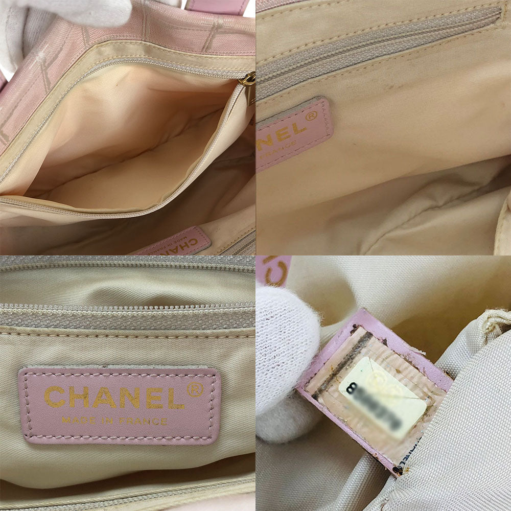 CHANEL Handbag Jacquard nylon pink New travel line