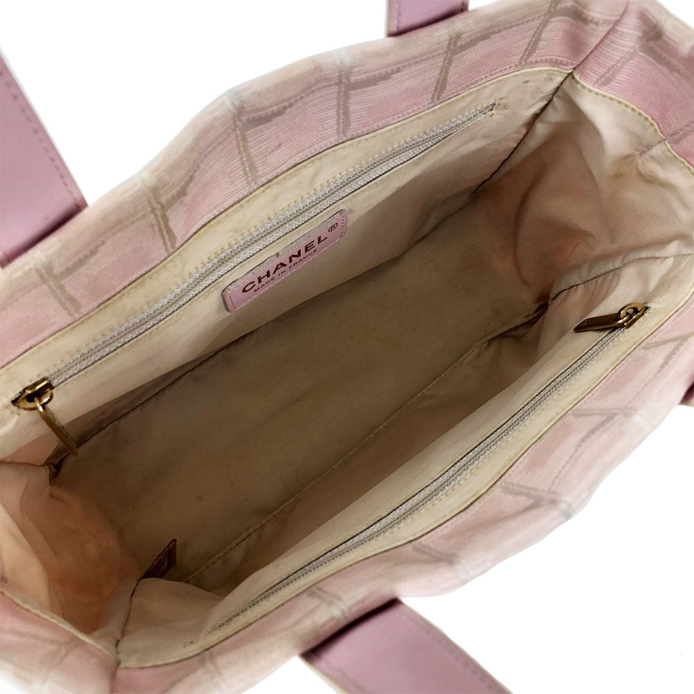 CHANEL Handbag Jacquard nylon pink New travel line
