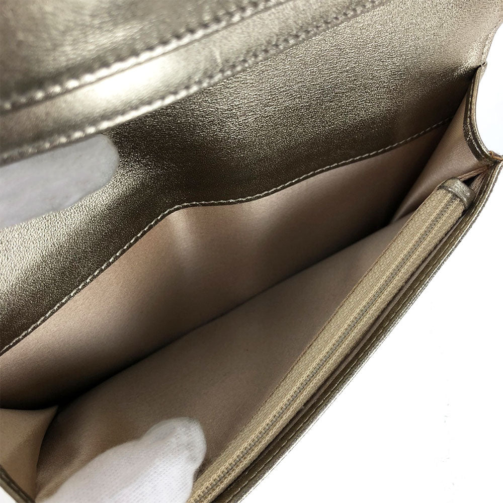 CHANEL Long Wallet Purse Jacquard nylon gold New travel line