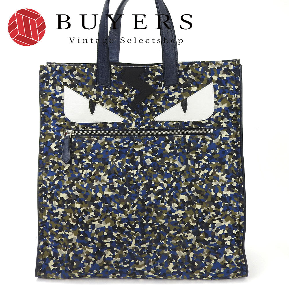 FENDI Tote Bag 7VA367 Nylon Navy Bag bugs