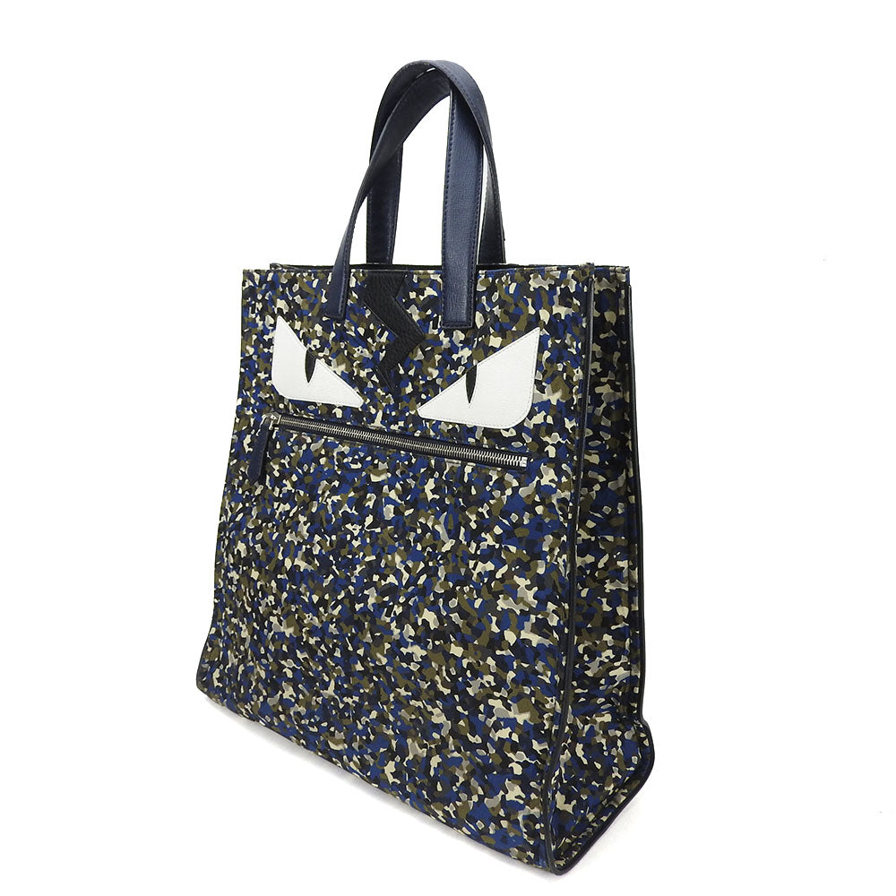FENDI Tote Bag 7VA367 Nylon Navy Bag bugs