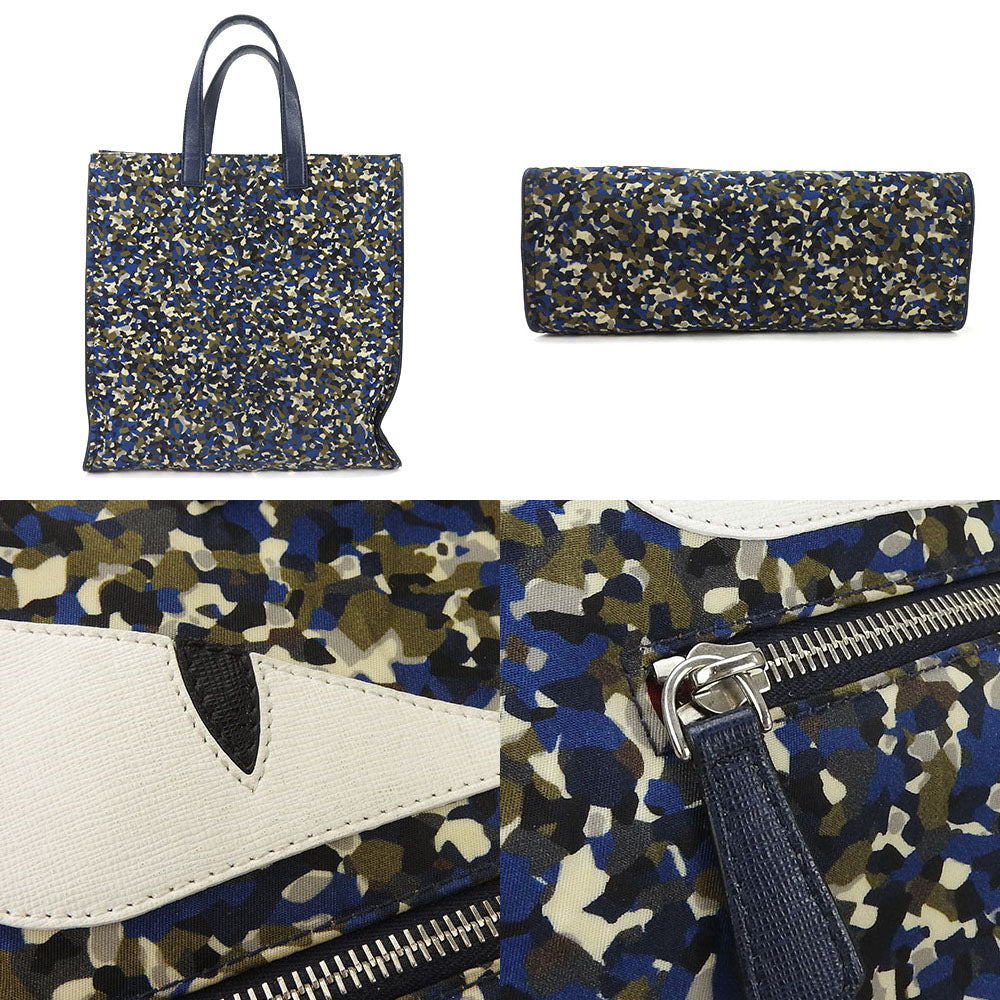 FENDI Tote Bag 7VA367 Nylon Navy Bag bugs