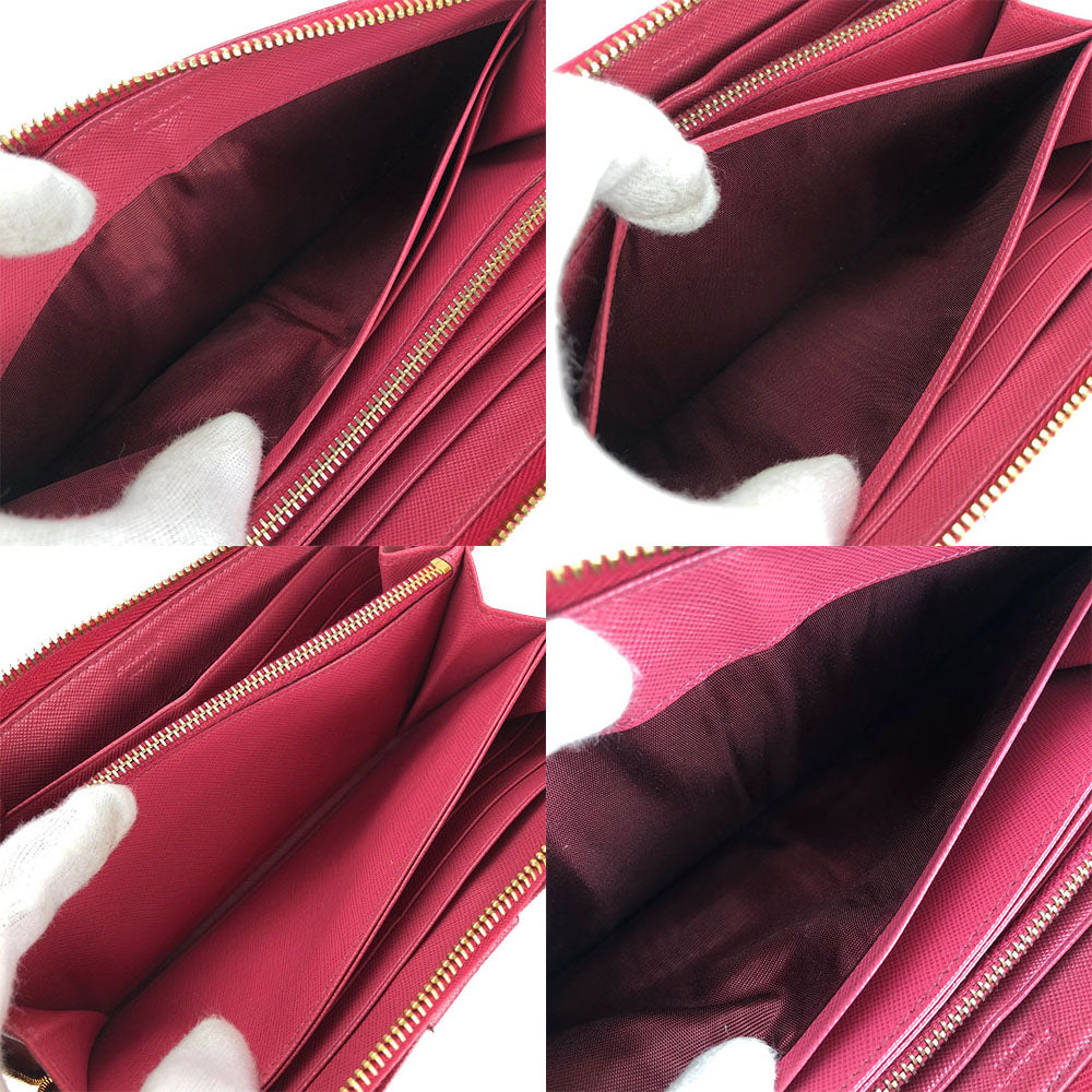 PRADA Long Wallet Purse 1ML506 Embossed leather pink Safiano