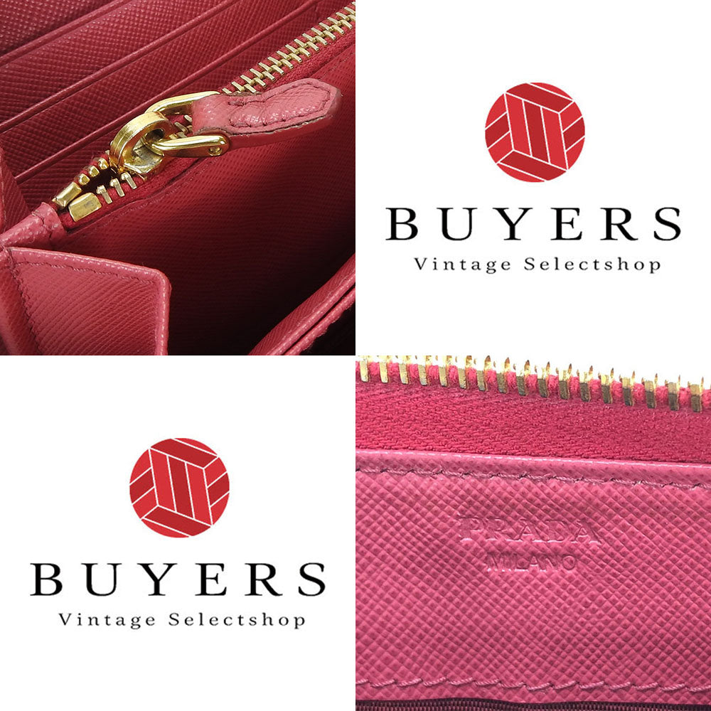 PRADA Long Wallet Purse 1ML506 Embossed leather pink Safiano