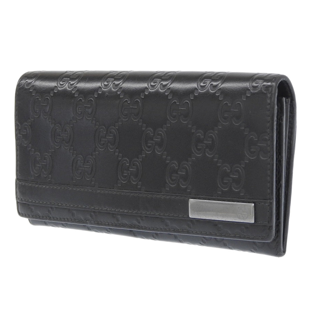 GUCCI Long Wallet Purse 233112 leather black GG Shima