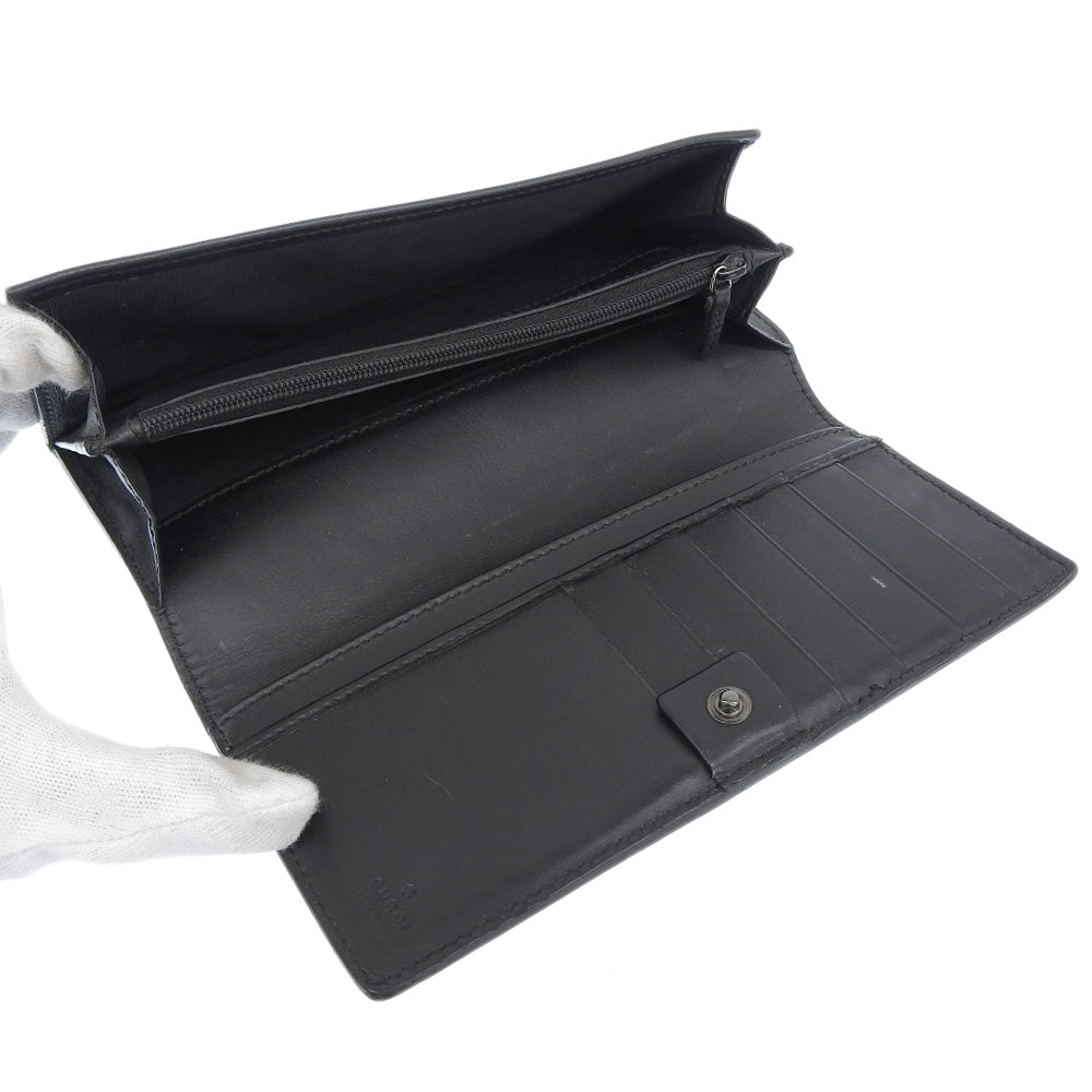 GUCCI Long Wallet Purse 233112 leather black GG Shima