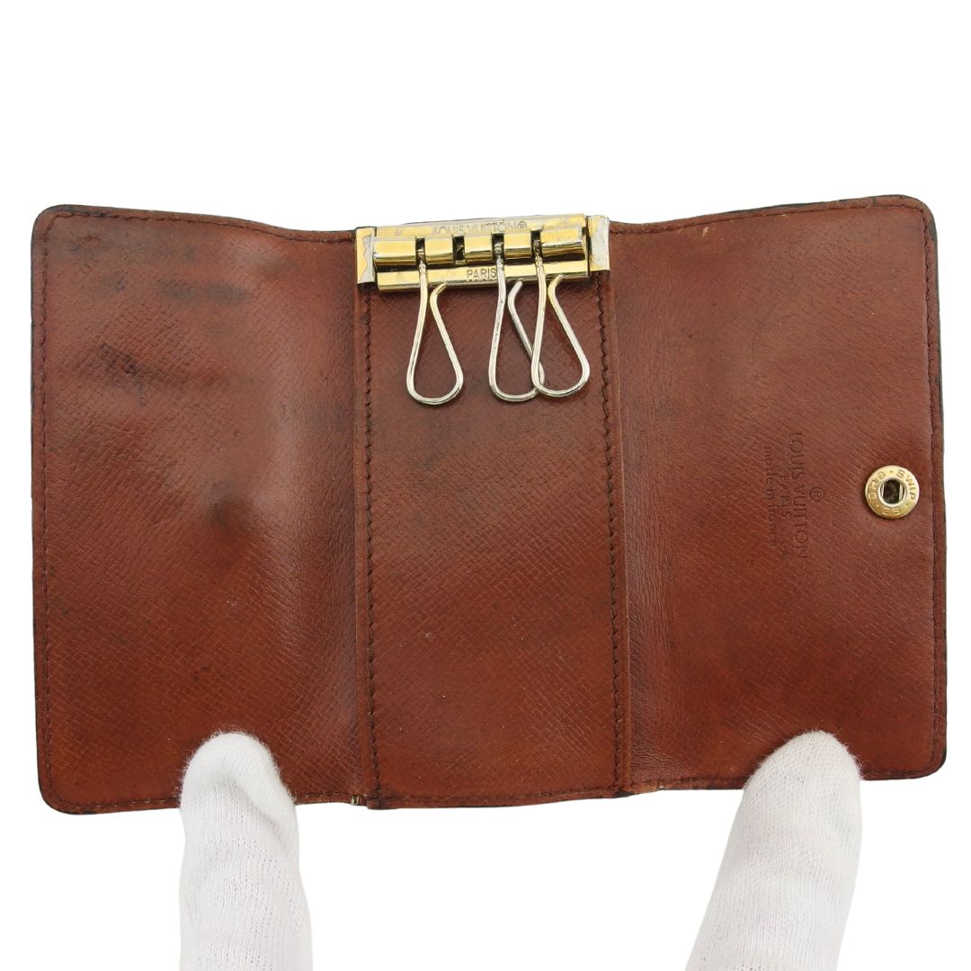 LOUIS VUITTON Key case Key holder Brown x beige x gold Multicles4