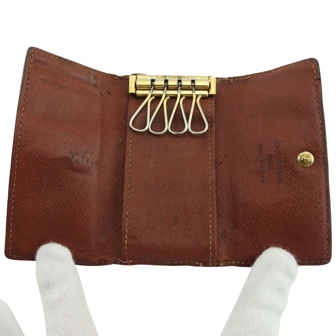 LOUIS VUITTON Key case Key holder Brown x beige x gold Multicles4