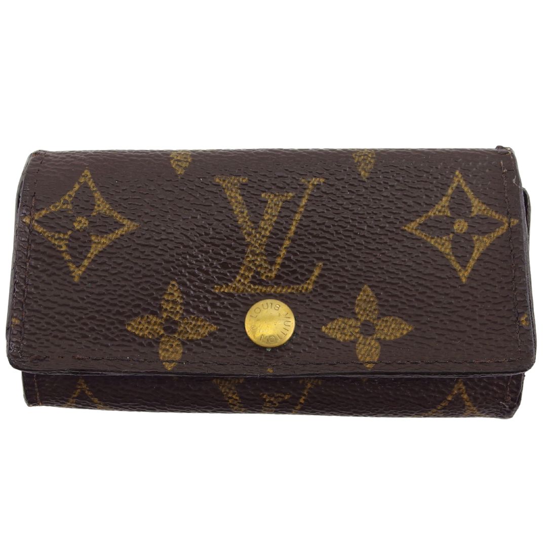 LOUIS VUITTON Key case Key holder Brown x beige x gold Multicles4