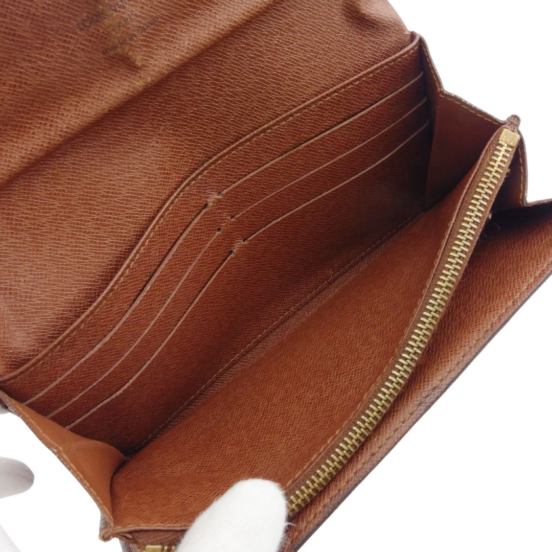 LOUIS VUITTON Long Wallet Purse Brown x beige Portefeuille Sara