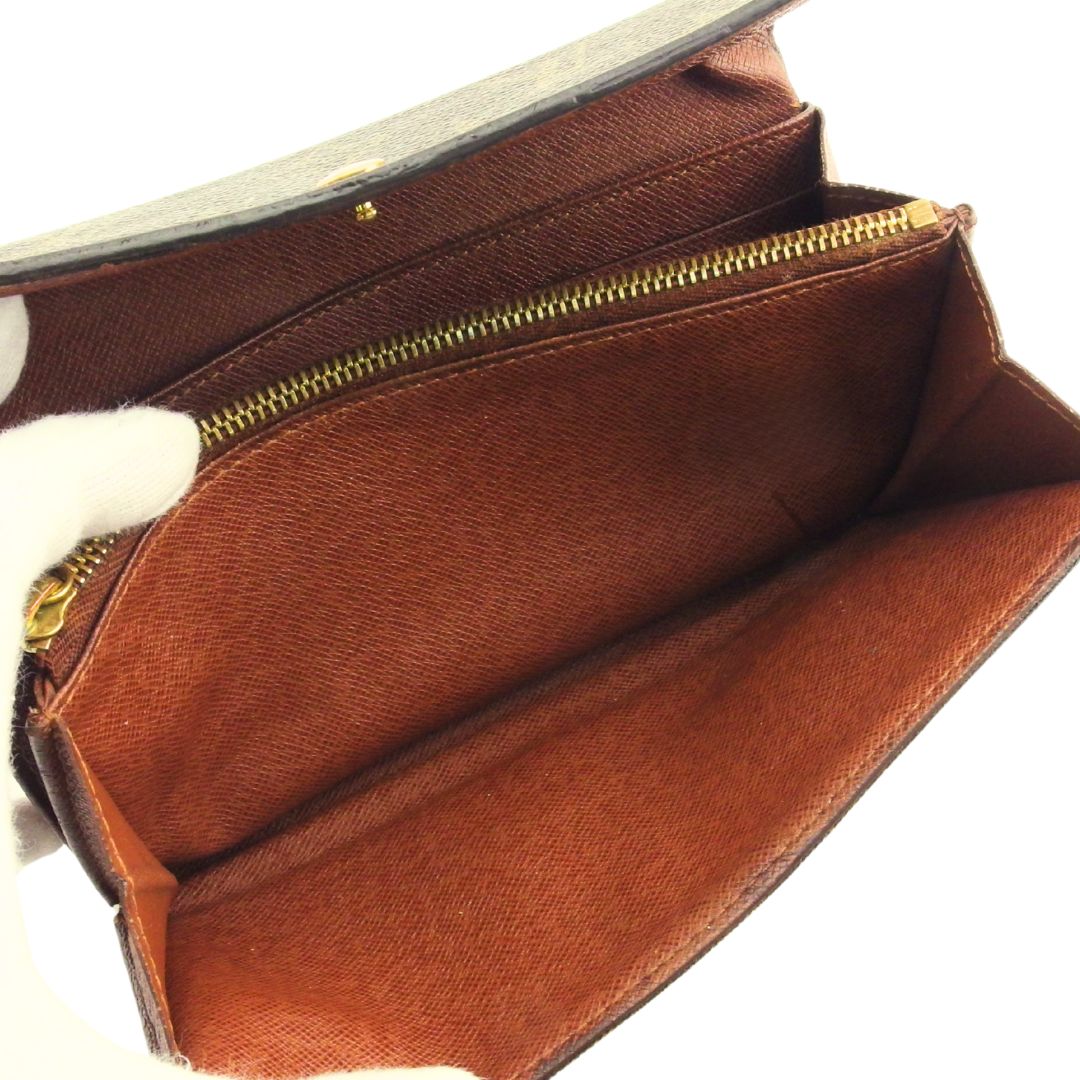 LOUIS VUITTON Long Wallet Purse Brown x beige Portefeuille Sara