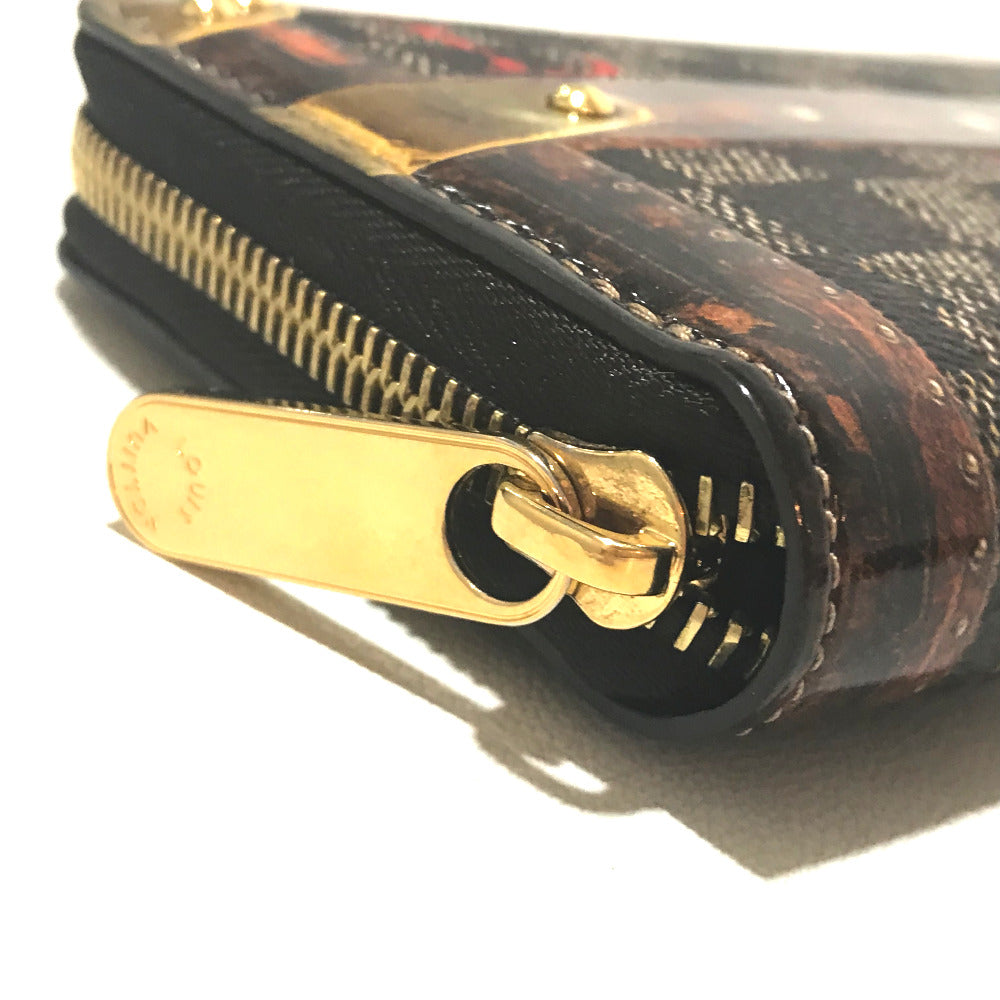 LOUIS VUITTON Long Wallet Purse M63490 Damier canvas Brown Transformed Damier Trompe l�foeil zippy wallet Women Used Authentic
