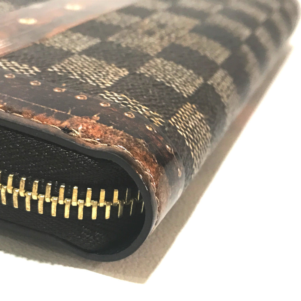 LOUIS VUITTON Long Wallet Purse M63490 Damier canvas Brown Transformed Damier Trompe l�foeil zippy wallet Women Used Authentic