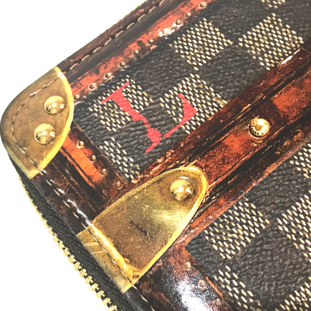 LOUIS VUITTON Long Wallet Purse M63490 Damier canvas Brown Transformed Damier Trompe l�foeil zippy wallet Women Used Authentic