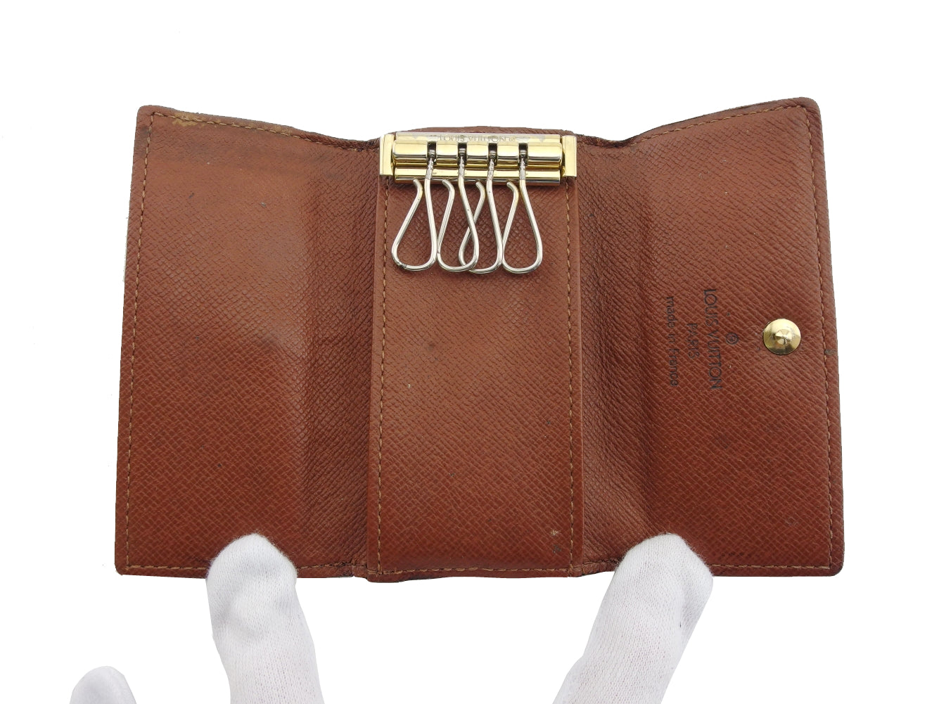 LOUIS VUITTON Key case Key holder Brown x beige Multicles4