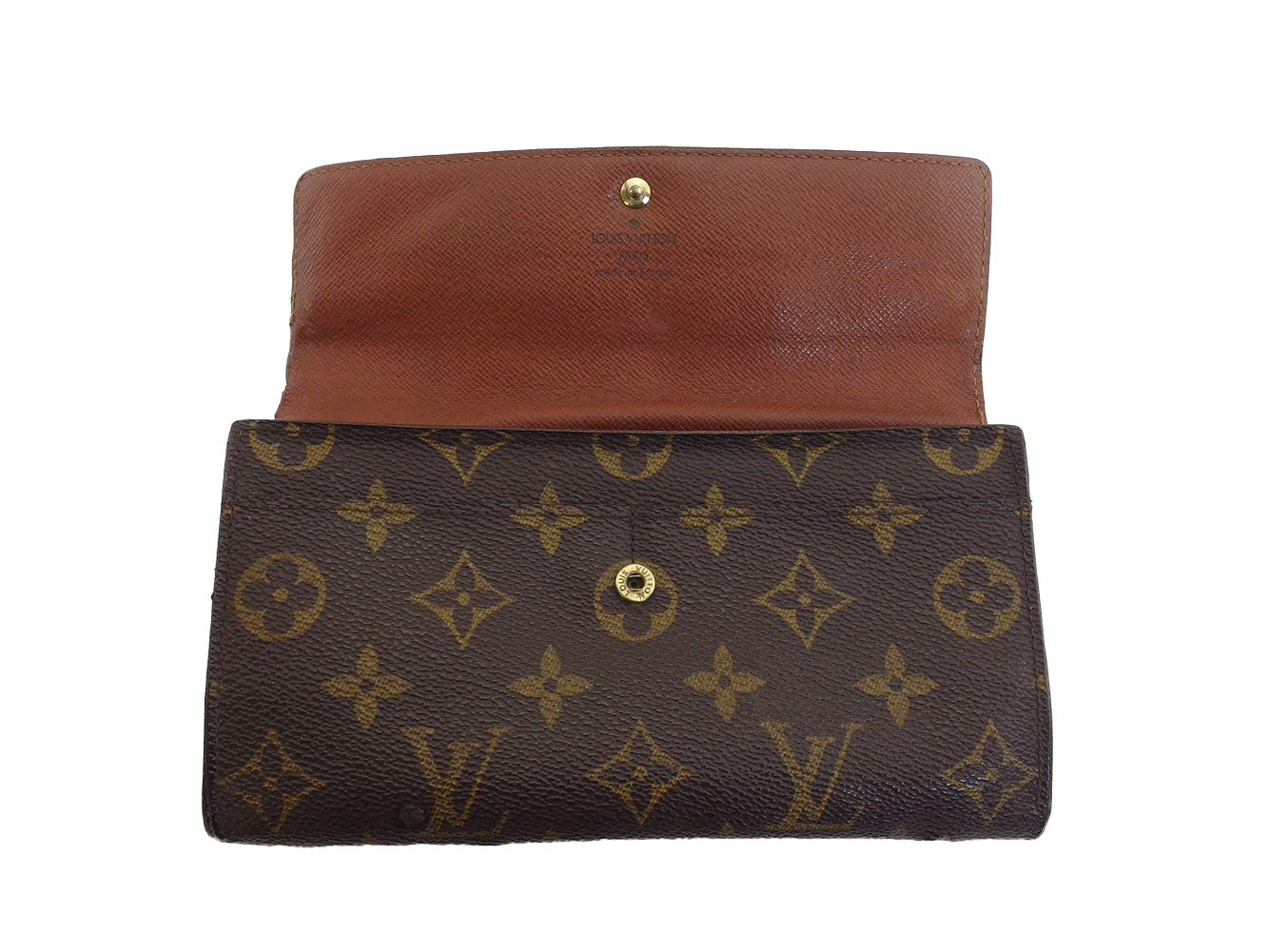 LOUIS VUITTON Long Wallet Purse Brown x beige Pochette Porto Monécredi