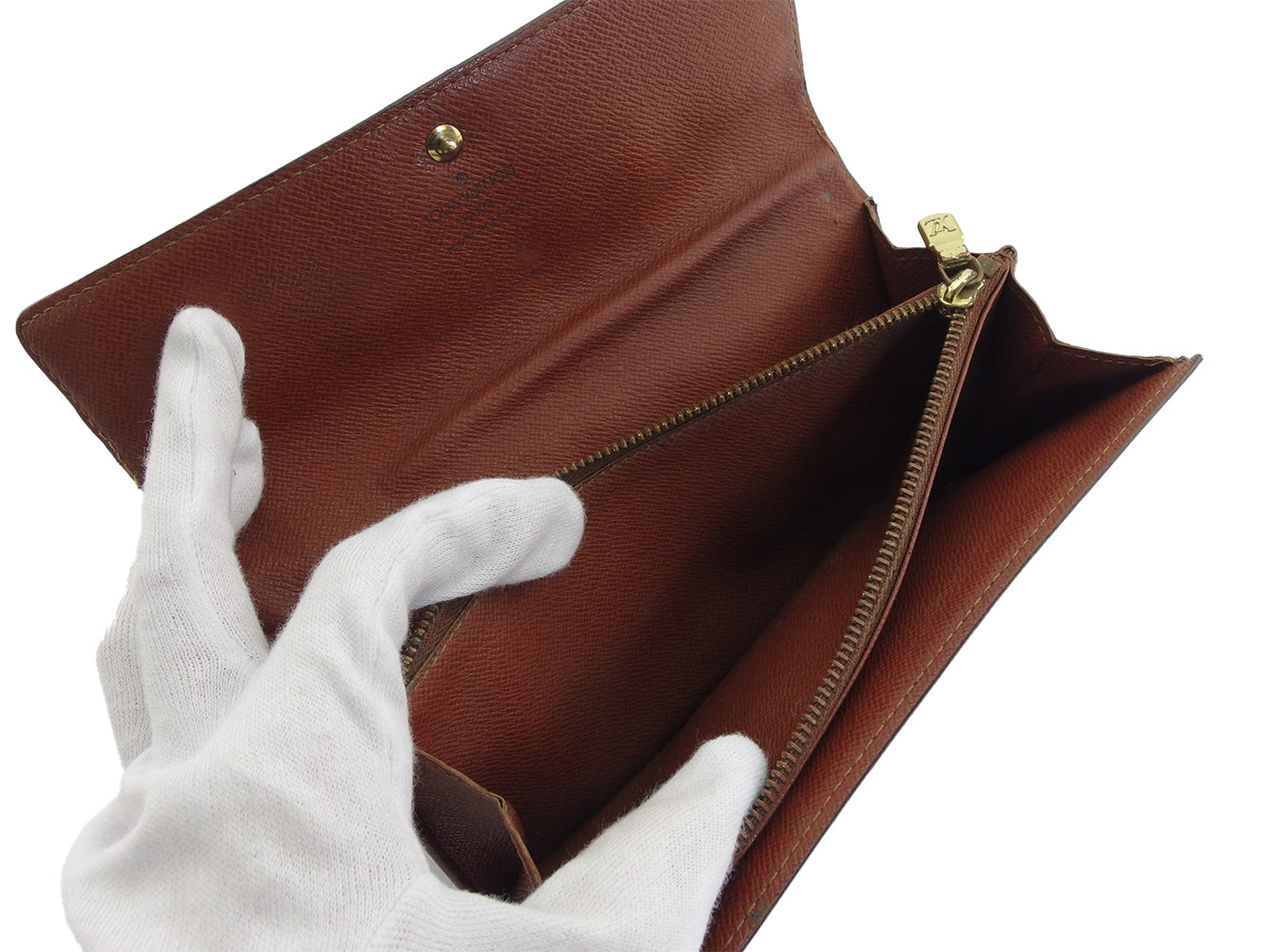 LOUIS VUITTON Long Wallet Purse Brown x beige Pochette Porto Monécredi