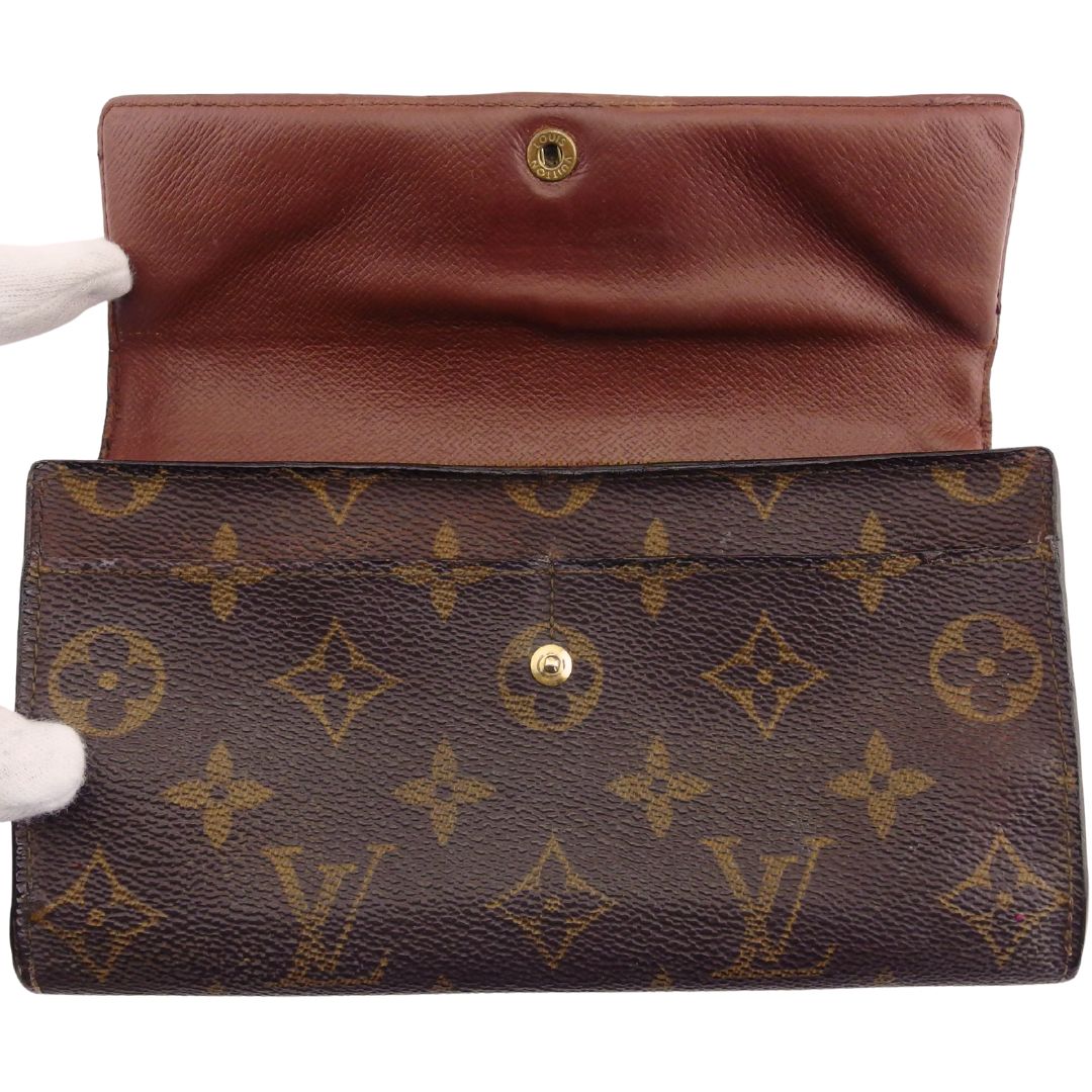 LOUIS VUITTON Long Wallet Purse M61725 Brown beige Pochette Porto Monécredi
