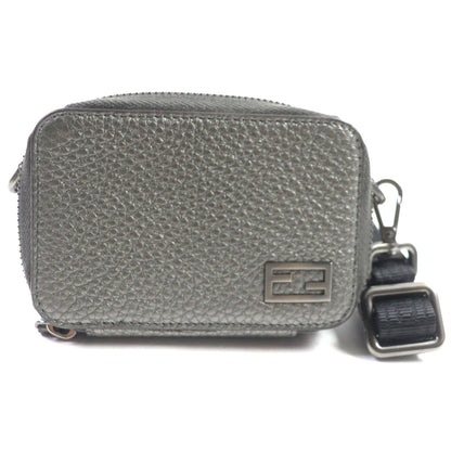 FENDI Shoulder Bag 7M0344 leather Graphite, GRAPHITE/RUBLS Mini camera bag