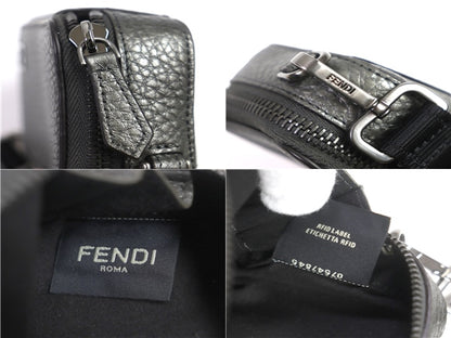 FENDI Shoulder Bag 7M0344 leather Graphite, GRAPHITE/RUBLS Mini camera bag
