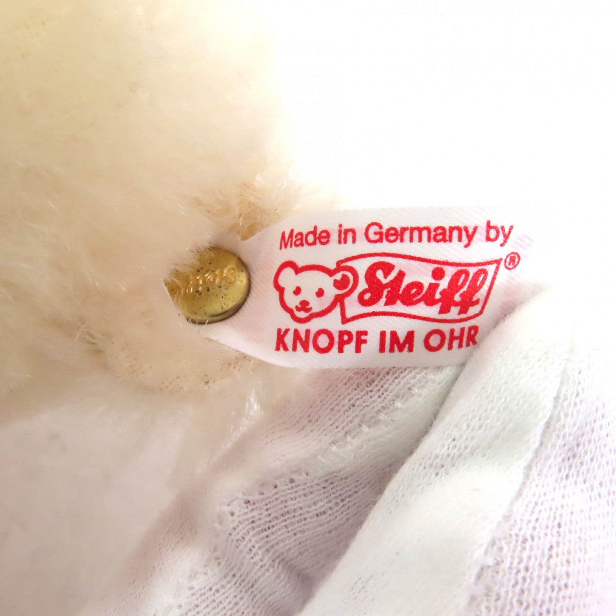Steiff Plush Doll 677380 ー off white Checkered Peony