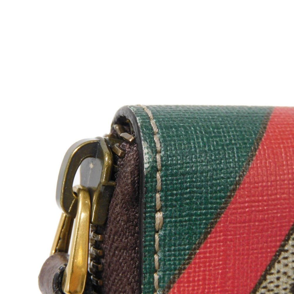 GUCCI Coin case 429232 GG Supreme canvas (polyurethane processing) x Calfskin leather beige GG Supreme compact zip around wallet