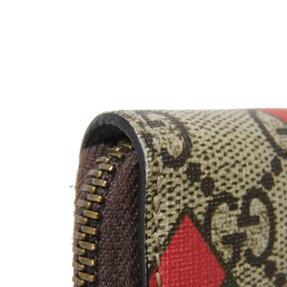 GUCCI Coin case 429232 GG Supreme canvas (polyurethane processing) x Calfskin leather beige GG Supreme compact zip around wallet