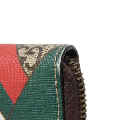 GUCCI Coin case 429232 GG Supreme canvas (polyurethane processing) x Calfskin leather beige GG Supreme compact zip around wallet