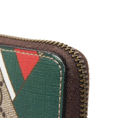 GUCCI Coin case 429232 GG Supreme canvas (polyurethane processing) x Calfskin leather beige GG Supreme compact zip around wallet