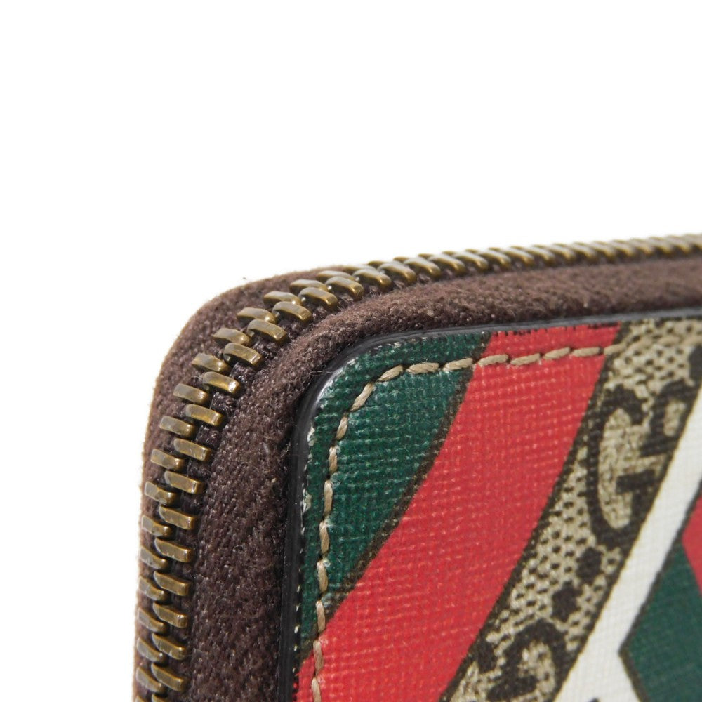 GUCCI Coin case 429232 GG Supreme canvas (polyurethane processing) x Calfskin leather beige GG Supreme compact zip around wallet