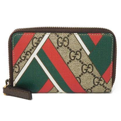 GUCCI Coin case 429232 GG Supreme canvas (polyurethane processing) x Calfskin leather beige GG Supreme compact zip around wallet